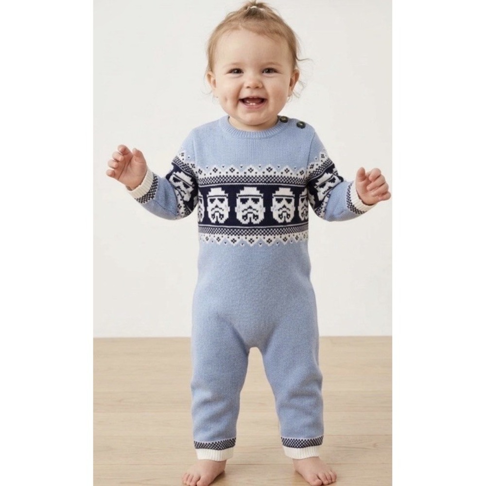 Janie and Jack Stormtrooper Star Wars One Piece Sweater Fair Isle 6-12 Inches